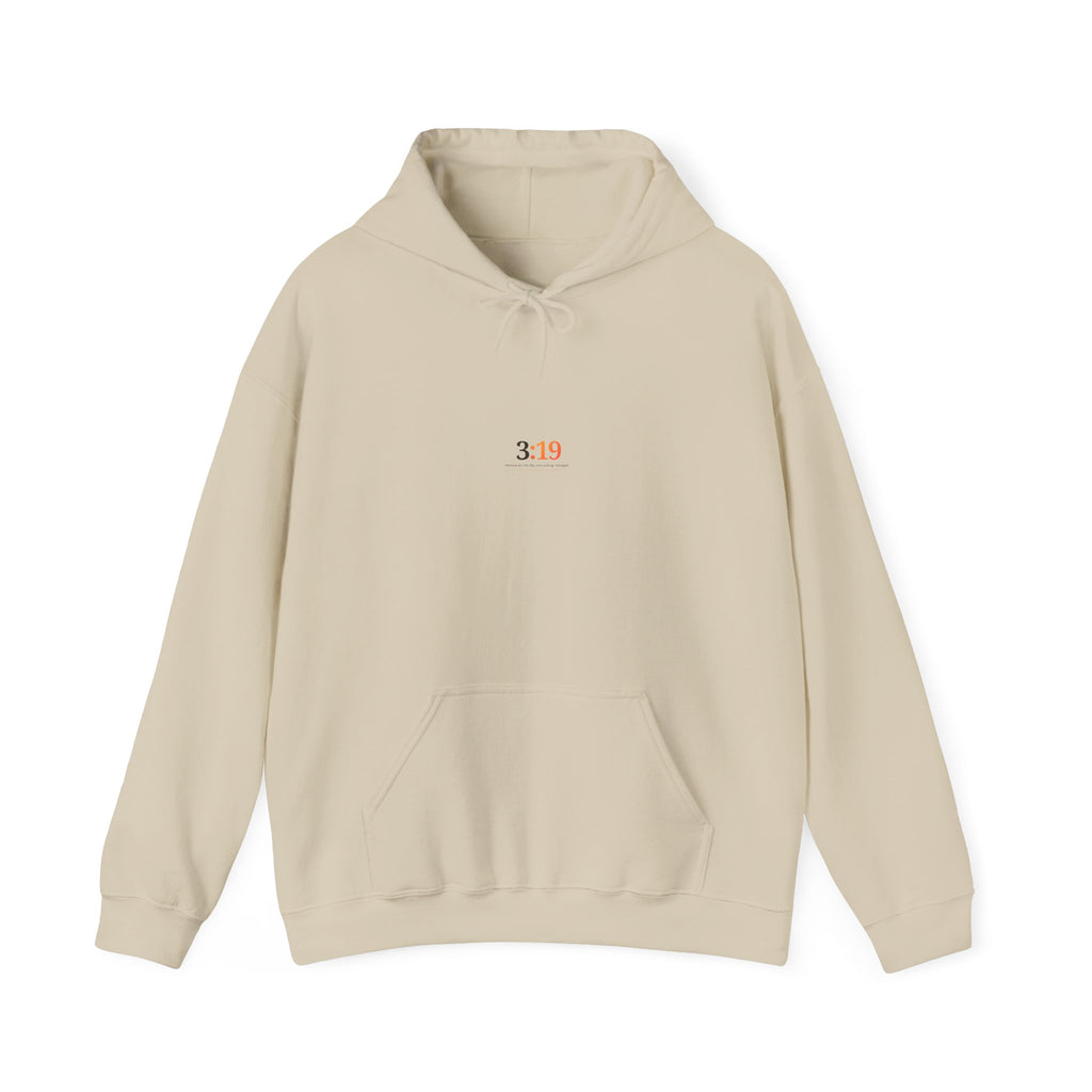 Minimal '3:19' White Hoodie — Simple Scripture Date Sweatshirt